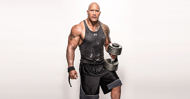 Workout, Weights, 8K, The Rock, 4K, Dwayne Johnson, HD wallpaper