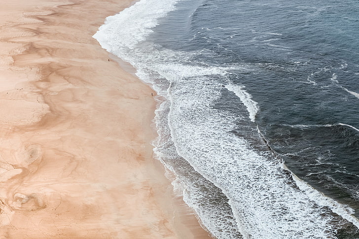 бурый песок, природа, вода, пляж, HD обои