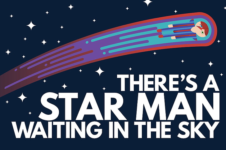 Звездный человек ждет в небе обои, Дэвид Боуи, Зигги Стардаст, космос, звезды, музыкант, небо, HD обои