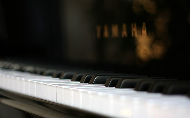 piano Yamaha blanco y negro, piano, música, instrumento musical, Fondo de pantalla HD