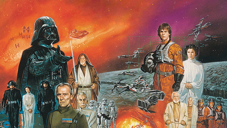 Guerra nas Estrelas, Darth Vader, Luke Skywalker, Obi-Wan Kenobi, Princesa Leia, Stormtrooper, HD papel de parede