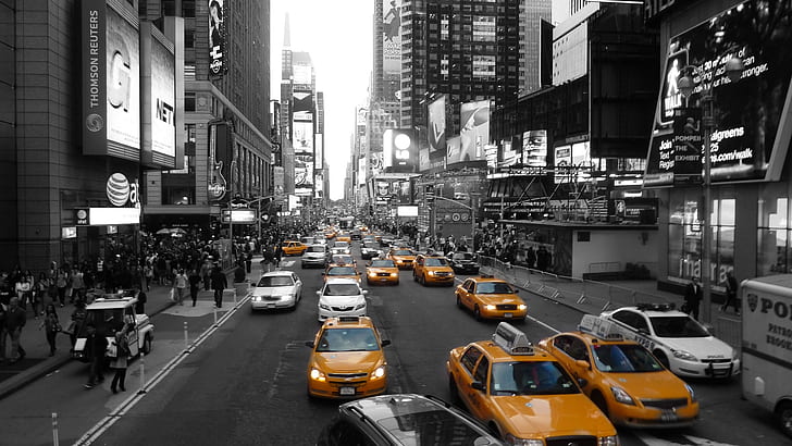 Colorsplash New York Street Traffic HD, stadsbild, new, street, york, colourplash, trafik, HD tapet