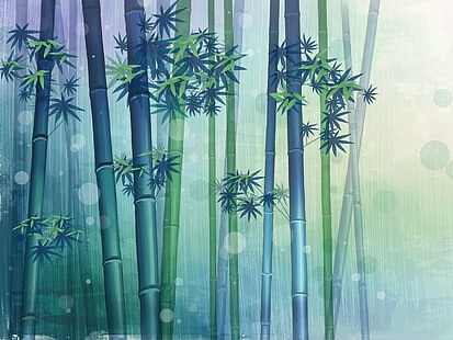 Bambu duvar kağıdı, bambu, suluboya, HD masaüstü duvar kağıdı HD wallpaper