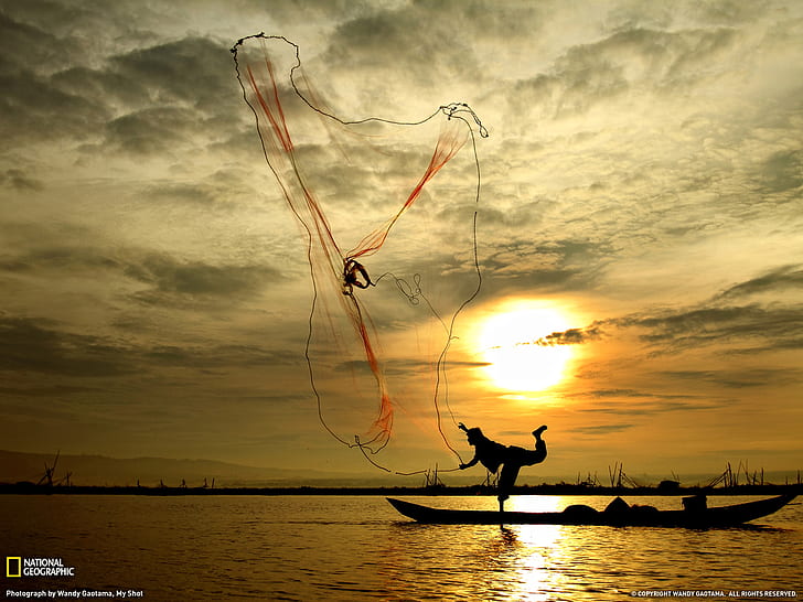 Рыболовная сеть Sunlight Silhouette HD, природа, солнечный свет, силуэт, рыбалка, сеть, HD обои