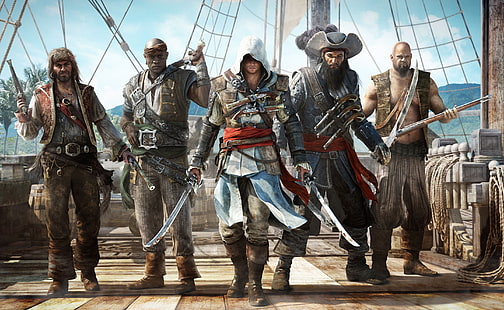 Assassins Creed IV Black Flag, Assassin's Creed 4 Black Flag цифровые обои, Игры, Assassin's Creed, следующего поколения, Assassin Creed, Assassin's Creed IV черный флаг, пираты, HD обои HD wallpaper