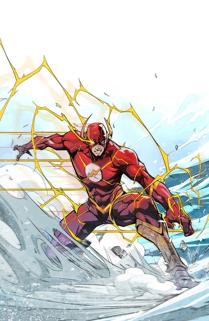 comic art, superhero, artwork, The Flash, HD wallpaper