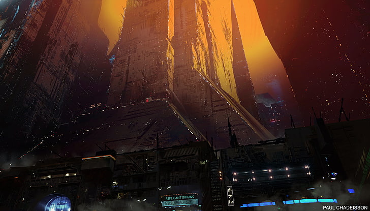 zrzut ekranu z szarej betonowej wieży, Blade Runner 2049, filmy, futurystyczny, science fiction, Tapety HD