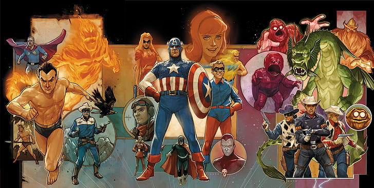 Bandes dessinées, Marvel Comics, Bucky Barnes, Captain America, Namor the Sub-Mariner, Fond d'écran HD