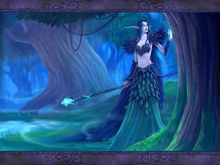 Ilustración digital elfo femenino, Warcraft, mago, Fondo de pantalla HD