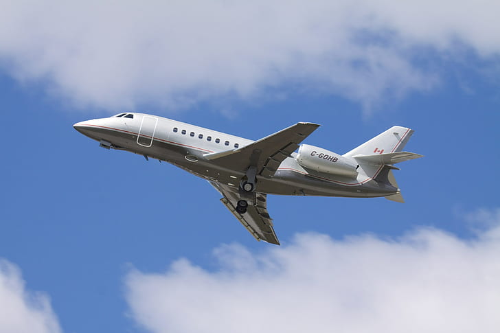 the sky, flight, the plane, 2000, jet, administrative, Dassault Falcon, HD wallpaper