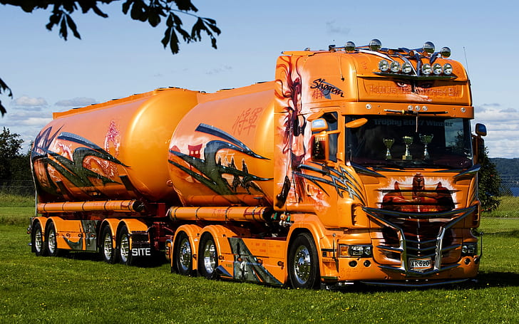 Scania Tanker, musclecar, truck, fuel, cars, HD wallpaper