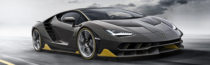 Lamborghini Centenario LP770 4 voiture véhicule super voiture mouvement flou double moniteurs affichage multiple route, Fond d'écran HD