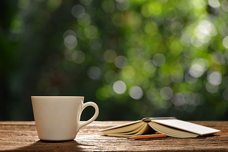 кафе, сутрин, чаша, книга, горещо, сърце, романтично, чаша за кафе, добро утро, HD тапет HD wallpaper