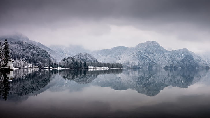 Danau Kochel, musim dingin, Jerman, alam, Bavaria, danau, Wallpaper HD