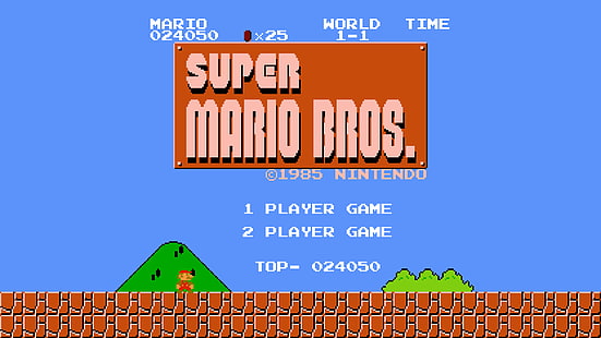 Super Mario Bros, 8-bit, Super Mario, game retro, video game, Wallpaper HD HD wallpaper