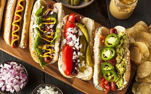 jedzenie, hot dogi, papryczki chili, Tapety HD HD wallpaper