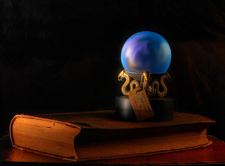 The Prophecy, blue glass ball, Vintage, Magic, Book, Prophecy, HD wallpaper