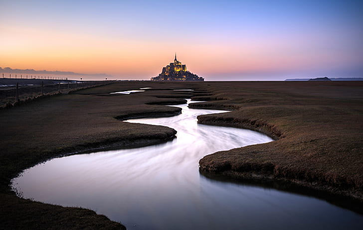 Prancis, Mont Saint-Michel, Normandie, Wallpaper HD