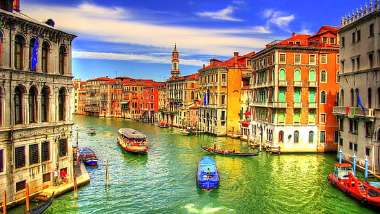 canal, architecture, tourism, water, europe, river, building, travel, city, boat, tourist, town, house, sky, venice, bridge, reflection, history, sea, old, landmark, church, cityscape, tower, famous, landscape, ancient, vacation, italy, historic, urban, summer, buildings, monument, medieval, european, HD wallpaper HD wallpaper