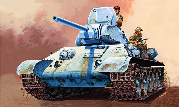 war, art, painting, tank, ww2, T-34/76, HD wallpaper