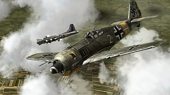 graue Militärflugzeugillustration, Zweiter Weltkrieg, fw 190, Focke-Wulf, Luftwaffe, Deutschland, Militär, Militärflugzeug, Flugzeug, HD-Hintergrundbild HD wallpaper