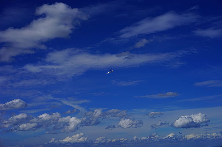 biru, awan, cuaca penerbangan, terbang, pilot glider, pengering rambut, berlayar, langit, olahraga, cuaca musim panas, angin, Wallpaper HD