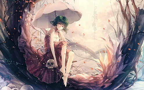 ombrello, anime girls, Touhou, Kazami Yuuka, Sfondo HD HD wallpaper