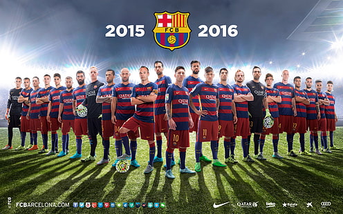 2015-2016 ФК Барселона футболен клуб HD тапет, снимка на екипа на ФК Барселона, HD тапет HD wallpaper