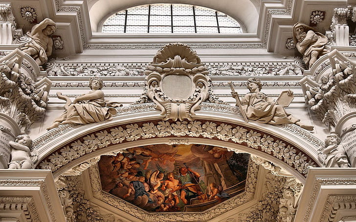 Внутри католической церкви, фреска Рафаэля, мир, 1920x1200, церковь, HD обои