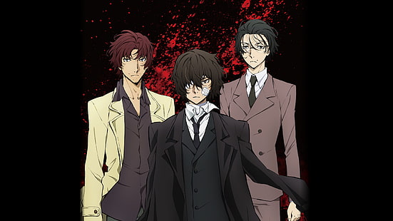trzech mężczyzn postacie z anime, Anime, Bungou Stray Dogs, Ango Sakaguchi, Osamu Dazai, Sakunosuke Oda, Tapety HD HD wallpaper