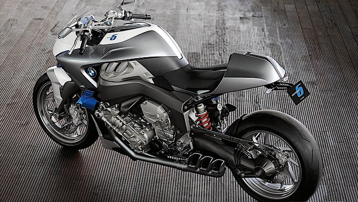 BMW motorcycle concept-HD Desktop Wallpaper, gray and black sports bike, HD wallpaper