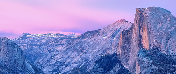 ภูเขาสีน้ำตาล, ภูมิทัศน์, Half Dome, อุทยานแห่งชาติโยเซมิตี, ธรรมชาติ, ตอนเช้า, หุบเขา, ภูเขา, หน้าผา, สหรัฐอเมริกา, แคลิฟอร์เนีย, วอลล์เปเปอร์ HD HD wallpaper