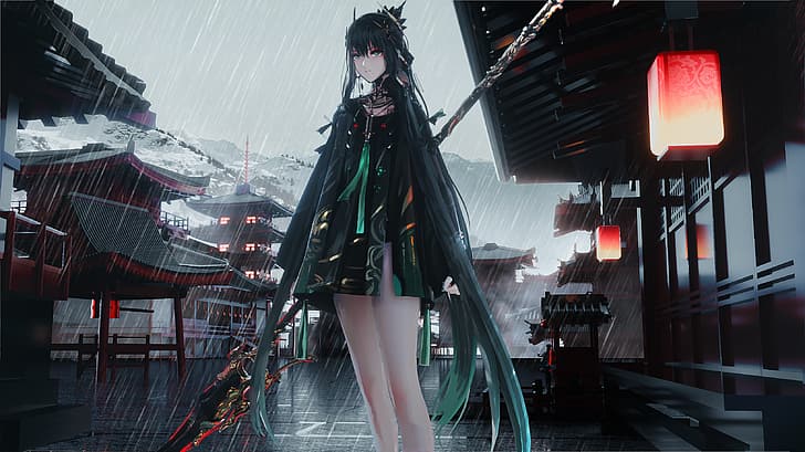 anime, anime girls, Punishing: Gray Raven, rain, Seymour, HD wallpaper