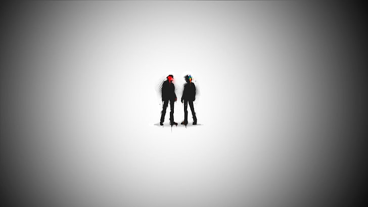 ilustrasi dua orang, Daft Punk, seni digital, sederhana, minimalis, karya seni, musik, Wallpaper HD
