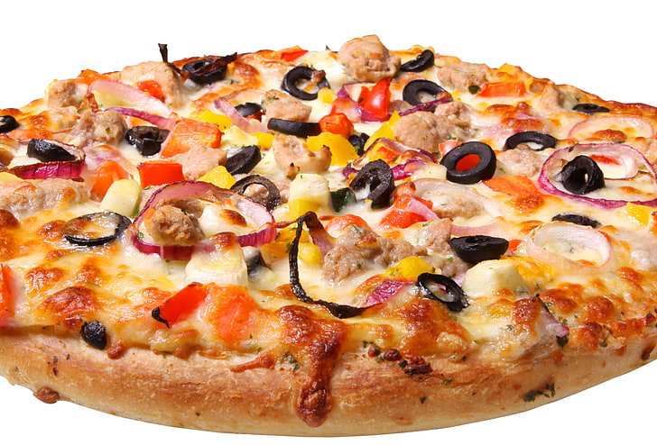 ペパロニピザ、ピザ、白、チーズ、 HDデスクトップの壁紙