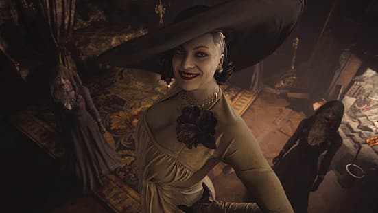 Resident Evil, жител на злото село, дама dimitrescu, видеоигри ужас, HD тапет HD wallpaper