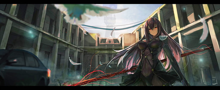carta da parati personaggio femminile dai capelli rossi, Fate / Grand Order, Lancer (Fate / Grand Order), Serie Fate, Sfondo HD