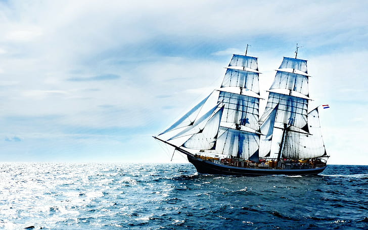 nature, sea, old ship, vehicle, sailing ship, HD wallpaper
