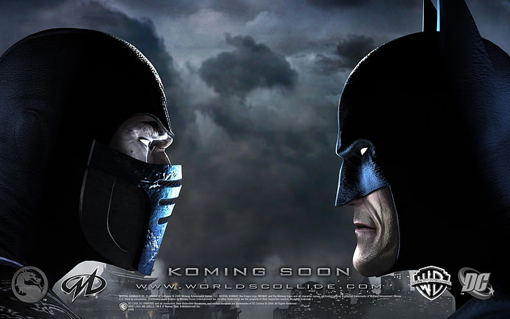Mortal kombat, Batman, Faces, Masks, Look, Sky, HD тапет