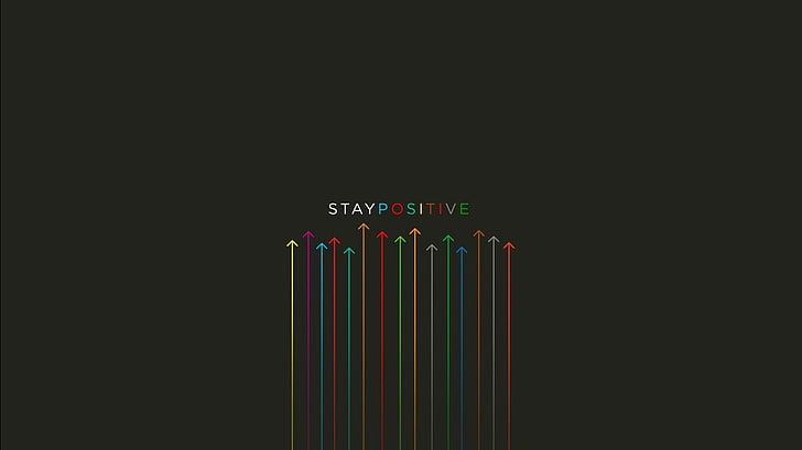 stay positive text overlay, stay, positive, green, yellow, black, reeds, minimalism, simple background, typography, arrows (design), HD wallpaper