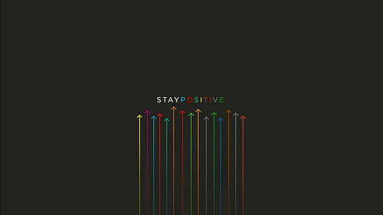 stay positive text overlay, stay, positive, green, yellow, black, reeds, minimalism, simple background, typography, arrows (design), HD wallpaper HD wallpaper
