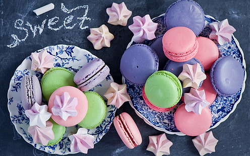 Macarons und Meringues, französisches Macaron-Lot, Macarons, Meringues, Süßigkeiten, Kekse, HD-Hintergrundbild HD wallpaper
