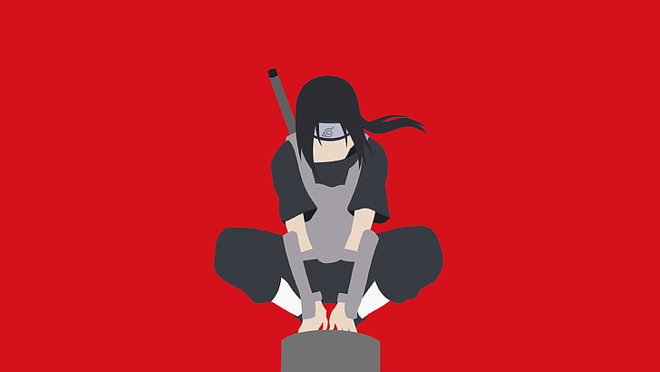 ilustrasi ninja, anime, Naruto Shippuuden, minimalis, Uchiha Itachi, Wallpaper HD