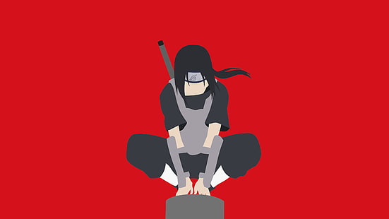 Ilustración ninja, anime, Naruto Shippuuden, minimalismo, Uchiha Itachi, Fondo de pantalla HD HD wallpaper
