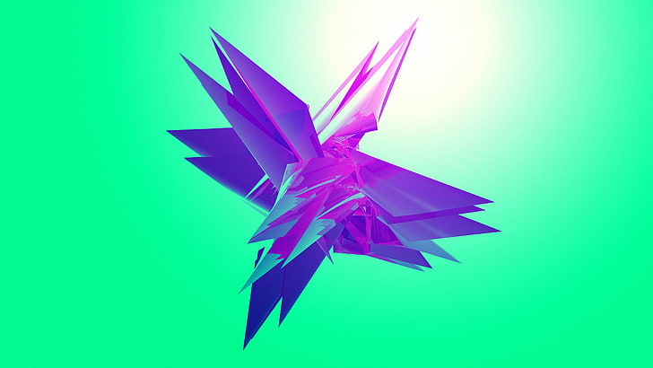 ilustrasi kristal ungu, abstrak, seni digital, bentuk, Wallpaper HD