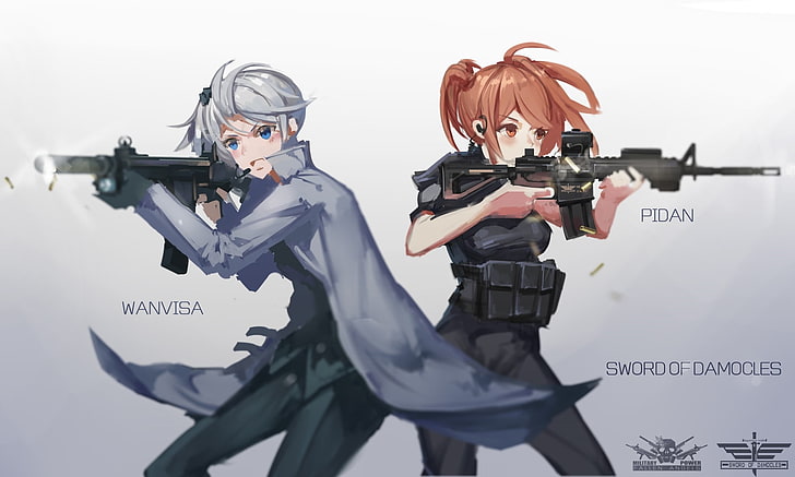 anime, anime girls, pistolet, arme, Fond d'écran HD