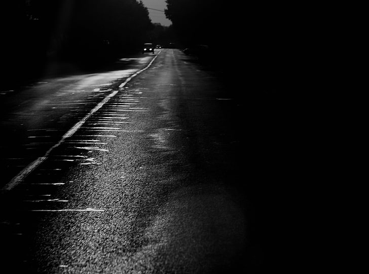 Road At Night, gray concrete road, Aero, Black, Night, Road, HD wallpaper
