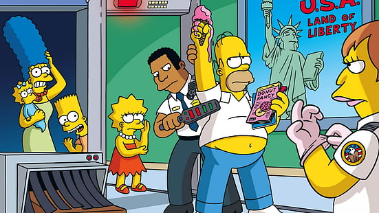 Simpson duvar kağıdı, Simpsonlar, Marge Simpson, Maggie Simpson, Bart Simpson, Lisa Simpson, Homer Simpson, HD masaüstü duvar kağıdı HD wallpaper