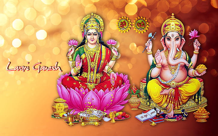 Laxmi Ganesh Hd Wallpaper Download For Mobile And Tablet 1920×1200, HD wallpaper