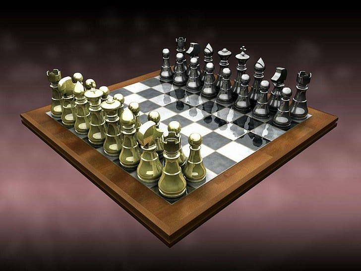 Tavolo da scacchi, scacchi, tavolo, 3d ed estratto, Sfondo HD